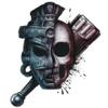 #034Black Grey Red#034 Temporary Tattoo Aztec Warrior Skull Amp Macuahuitl Sword Club view 1