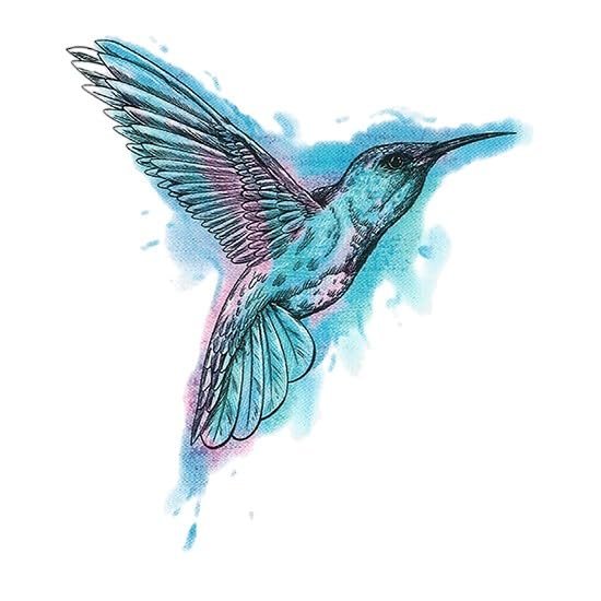 #034Nature#034 Temporary Tattoo Blue Amp Pink Hummingbird