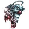 #034Black Grey Red#034 Temporary Tattoo Angel Amp Devil Clown Masks view 1