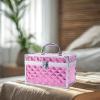 harayaa Makeup Travel Case Makeup Storage Box Lockable Vanity Case Multiuse Nail Art Storage Cosmetic Skincare Holder for Beauty Tool, Pink view 2