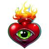 #034Laser#034 Temporary Tattoo Sacred Heart W/Eye Amp Flames Shiny Laser Foil view 1