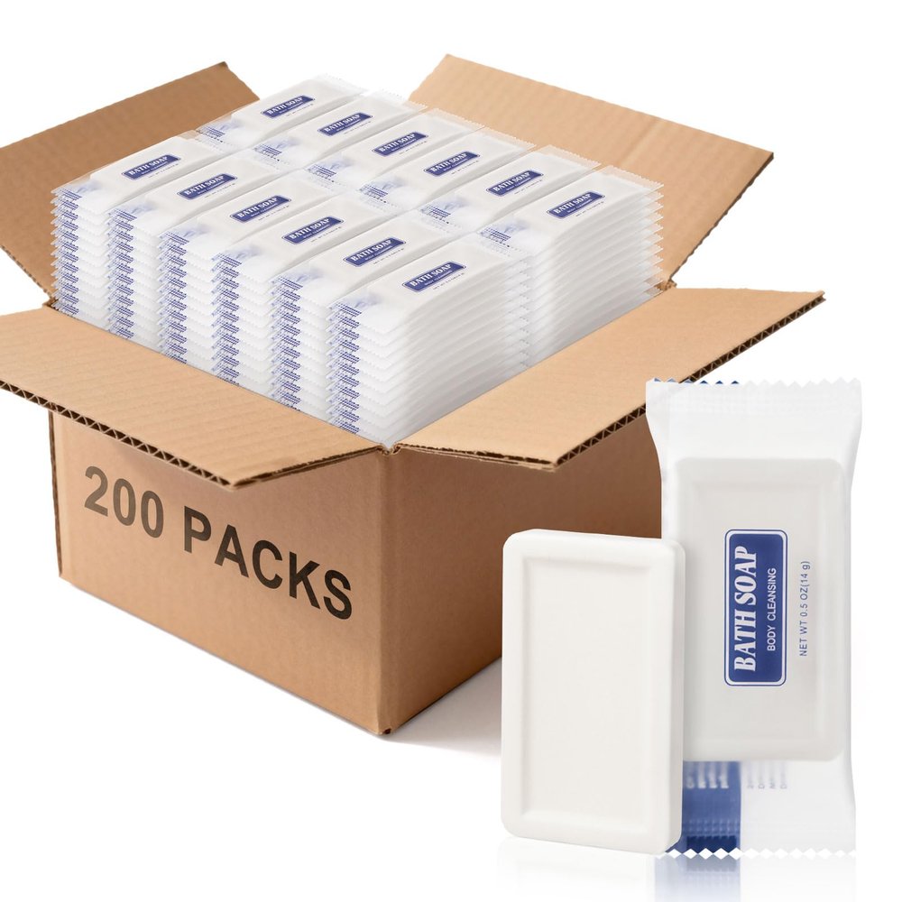 Travel Size Bars Soap in Bulk, Individually Wrapped 0.5 oz Mini Small Body Hand and Face Soaps Toiletries Amenities for Hotel, Shelter/Homeless/Nursing Home/Charity/Motel/Guest Bathroom (200)