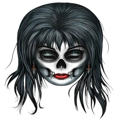 #034Horror#034 Temporary Tattoo Elvira Mistress Of The Dark Sugar Skull Halloween