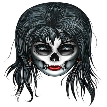 #034Horror#034 Temporary Tattoo Elvira Mistress Of The Dark Sugar Skull Halloween