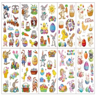 10 X Kids Easter Temporary Waterproof Tattoos Stickers Removable Us (Et)