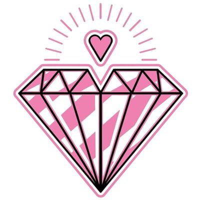#034Pink Amp Black#034 Temporary Tattoo Lucky Diamond Amp Heart