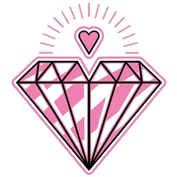 #034Pink Amp Black#034 Temporary Tattoo Lucky Diamond Amp Heart