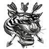 #034Bgr#034 Temporary Tattoo Tiger Head Amp 3 Crossed Arrows Usa Made view 1