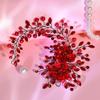 MaxxCloud Crystal Leaf & Flower Headband,Bridal Hair Accessories for Women,Rhinestone Hairband for Galas,Wedding,Party view 4