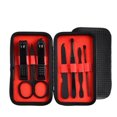 7/12/20/24pcs 1 Classic Black-Red Manicure Pedicure Set Travel-Ready Nail Care Precision Clippers Cutters(12Pcs black-red)