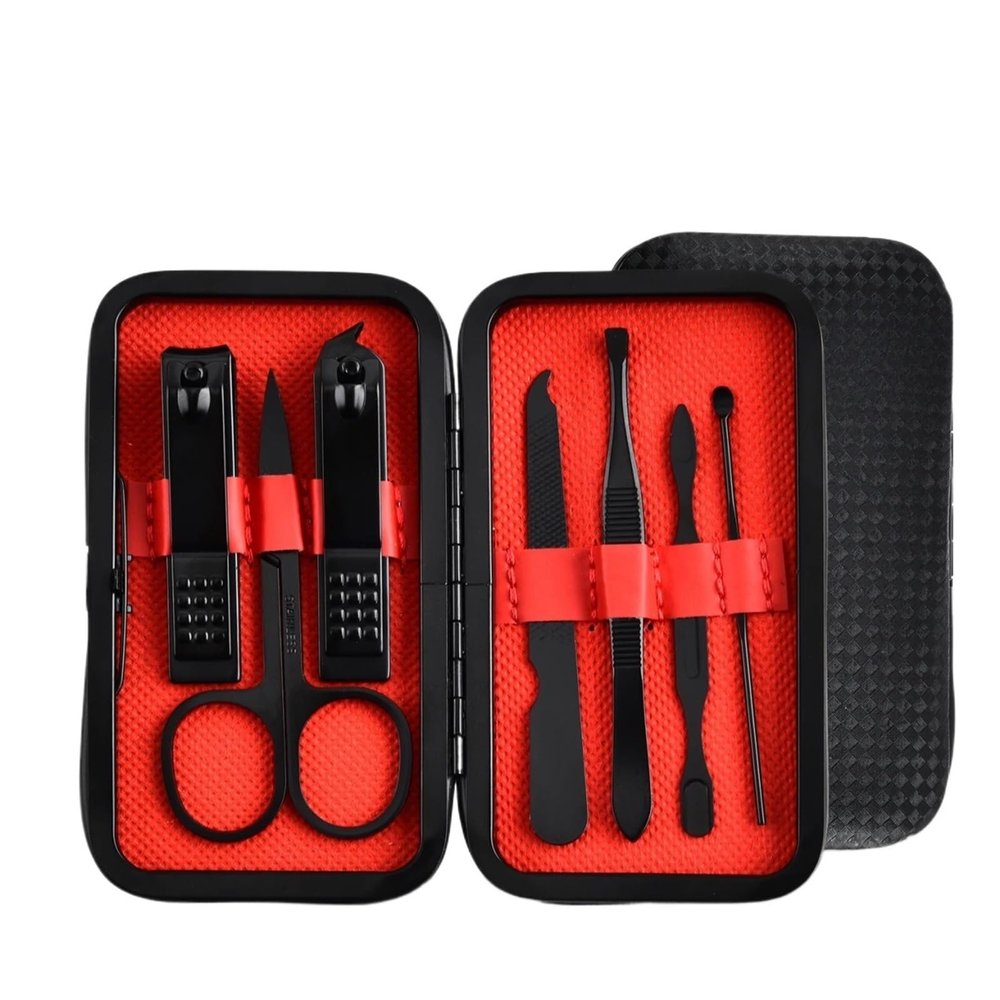 7/12/20/24pcs 1 Classic Black-Red Manicure Pedicure Set Travel-Ready Nail Care Precision Clippers Cutters(12Pcs black-red)