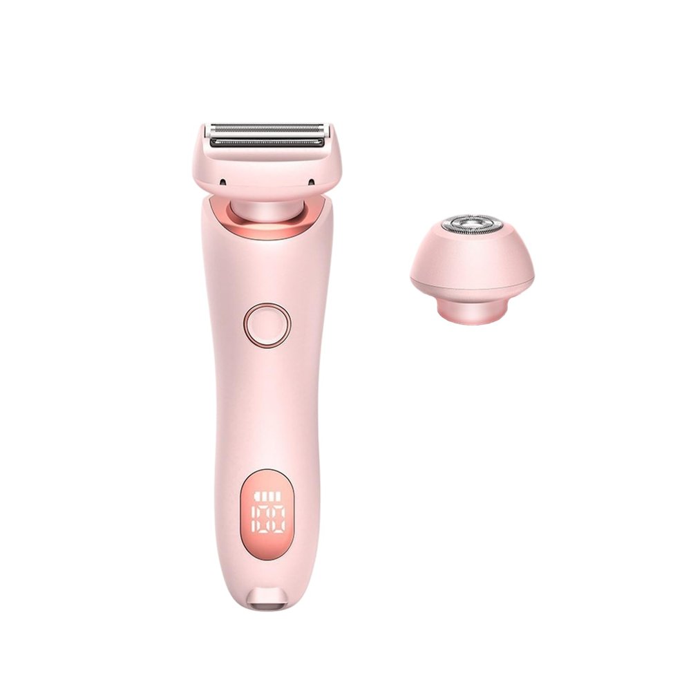 2 in 1 Wet & Dry Electric Trimmer,Womens Shaver Dual-Head Trimmer,Rechargeable Electric Shaver for Women,Equipped with a Display Screen and Dual Head Design,for Men and Women to Shave Thei(Color:Pink)