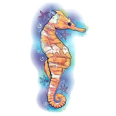 #034Nature#034 Temporary Tattoo Yellow Seahorse Amp Starfish
