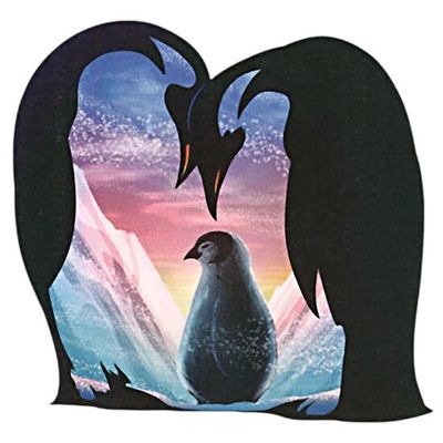 #034Nature#034 Temporary Tattoo Emperor Penguins With Young Penguin Chick