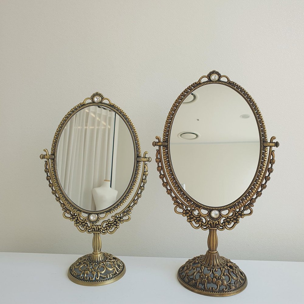 [Vintage Antique Table Mirror  Double-Sided Makeup Mirror for Vanity, Dresser, or Interior Dcor (Large Size)]