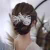 MaxxCloud Elegant White Wavy Floral Rhinestone Hair Clip,Crystal Hairpin,Headpiece for Weddings,Proms,and Evening Events view 3