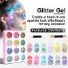 12 Colors Glitter Gel for Face, Body, Hair & Nails Makeup for Festival, Halloween, Party, Cosplay Easy to Apply & Wash Off Women, Teens & Kids view 3