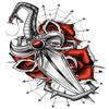 #034Bgr#034 Temporary Tattoo Snake Dagger With Red Roses On Spider Web Usa Made view 1