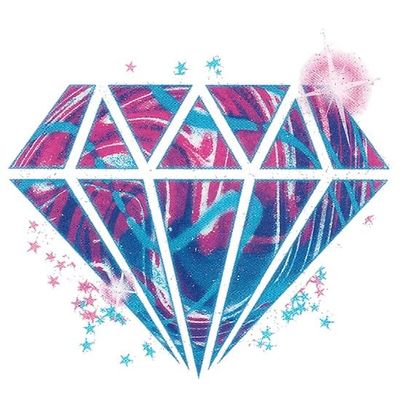 #034Love Glitter#034 Temporary Tattoo Pink Amp Blue Diamond Amp Stars Sparkles