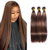 Fb30 Highlight Straight Human Hair Bundles Ombre Brown Bundle 22 24 26 Inch Soft And Healthy Light Brown Bundles With Highlights Human Hair Brazilian Remy Hair Extensions view 1