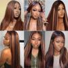 Fb30 Highlight Straight Human Hair Bundles Ombre Brown Bundle 22 24 26 Inch Soft And Healthy Light Brown Bundles With Highlights Human Hair Brazilian Remy Hair Extensions view 2