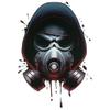 #034Black Grey Red#034 Temporary Tattoo Skull In Hood Amp Gas Mask view 1