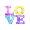 #034Love Glitter#034 Temporary Tattoo Pink Yellow Blue Purple Love Word Sparkles view 1