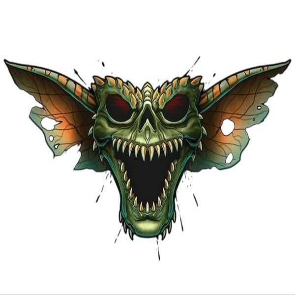 #034Horror#034 Temporary Tattoo Evil Zombie Gremlin Skull Halloween
