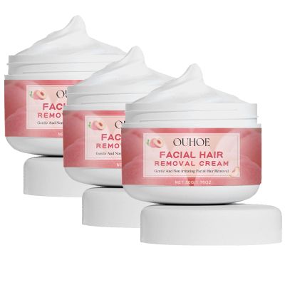 OUHOE Facial Hair Removal Cream for Women & Men, Painless Facial Hair Remover for Sensitive Skin, Long Lasting Ouhoe Facial Hair Removal Cream, Chin & Upper Lip, Instant Smooth Results (3pc)