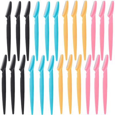 24Pcs Eyebrow Razor Multipurpose Exfoliating Dermaplaning Tool Trimming and Shaving Grooming Eyebrow Face Razor and Eyebrow Shaper for WomenPink,Yellow,Black,Blue