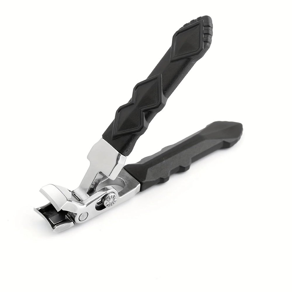 1Pcs Professional Nail Clippers for Seniors Wide Jaw Angled Head Stainless Steel Fingernail Toenail Cutter with Catcher