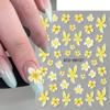 2 Sheets Flower Nail Stickers Yellow Lily Floral Nail Art Decals 3D Self-Adhesive Nail Design Stickers for Women DIY Spring Manicure Supplies Acrylic Nails Decoration view 2