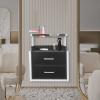 LyeXD Suspended Salon Station for Hair Stylist, Wall Mounted Styling Salon Station Storage Cabinet w/2*Drawers &Hair Dryer Stand,Floating Nightstand Stylist Storage Cabinet for Home (Black+ Silver) view 3