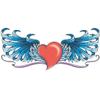 #034Lower Back#034 Temporary Tattoo Red Heart W/Blue Wings Usa Made view 1