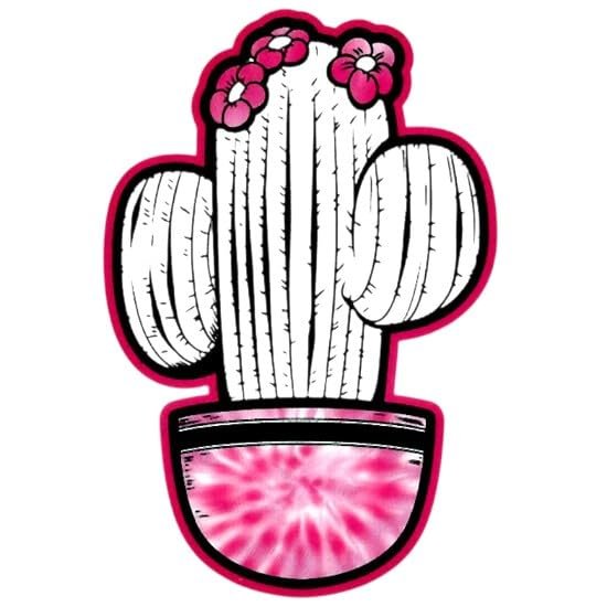 #034Pink Amp Black#034 Temporary Tattoo Cactus Amp Flowers In Tie-Dye Pot