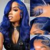Dark Blue Lace Front Wigs Human Hair Body Wave 13X4 HD Blue Lace Front Wig Human Hair Wear and Go Glueless Royal Blue Wigs Pre Plucked with Baby Hair Hd Lace Frontal Wig Navy Blue Wigs For Black Women view 1