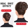 ZUZUZ Bun Hair Pieces for Women Synthetic Ponytail Bun Elegant Braided Bun Claw Clip Bun Hair Accessories with Rhinestone Bun Women Hair Accessories Messy Bun Hair Piece(Brown black,B) view 4
