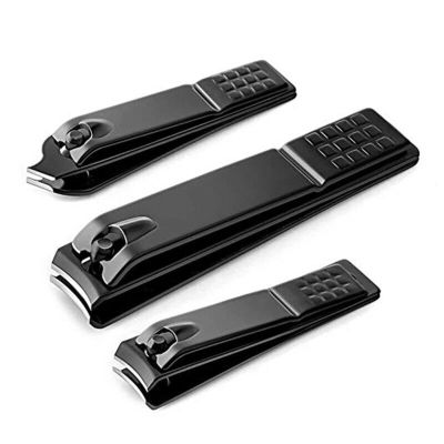 1PC Black Nail Clippers Stainless Steel Nail Cutter Thick Scissor Plier Toenail Fingernail Professional Manicure Trimmer NailArt(Medium Flat Mouth)