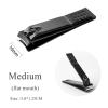 1PC Black Nail Clippers Stainless Steel Nail Cutter Thick Scissor Plier Toenail Fingernail Professional Manicure Trimmer NailArt(Medium Flat Mouth) view 2