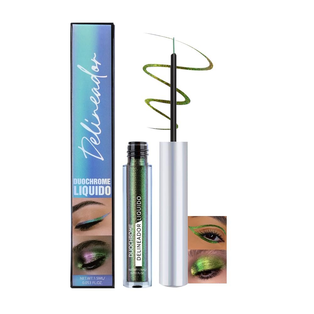 WAJJYM Liquid Eyeliner,Glitter Eyeliners Pen,Ultra-Fine Brush,Waterproof,Easy to color,Long-lasting coloring,No fading,No smudging,Light yellow green
