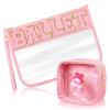 SUILU 2 Pcs Ballet Gifts Cosmetic Makeup Bag with Chenille Letter Patch,with Handles PVC Waterproof Clear Makeup Bag,Portable Toiletry Storage Bag view 1