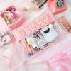 SUILU 2 Pcs Ballet Gifts Cosmetic Makeup Bag with Chenille Letter Patch,with Handles PVC Waterproof Clear Makeup Bag,Portable Toiletry Storage Bag view 3