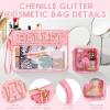 SUILU 2 Pcs Ballet Gifts Cosmetic Makeup Bag with Chenille Letter Patch,with Handles PVC Waterproof Clear Makeup Bag,Portable Toiletry Storage Bag view 4