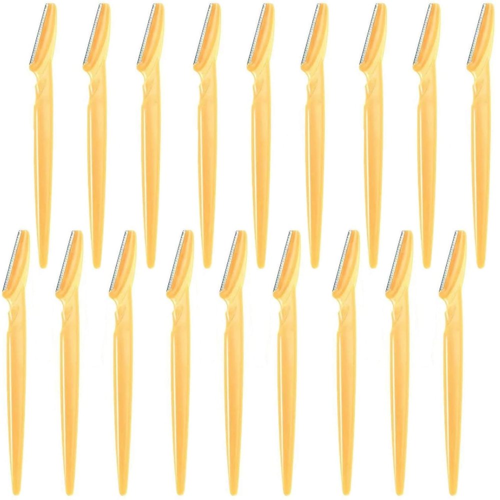 18Pcs Yellow Eyebrow Razor Multipurpose Exfoliating Dermaplaning Tool Trimming and Shaving Grooming Face Razor and Eyebrow Shaper for Women