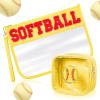 2 Pcs Softball Gifts Makeup Bag with Chenille Letter Patch,with Handles Softball PVC Waterproof Clear Makeup Bag,Portable Toiletry Storage Bag,Players & Fans Birthday, Team or Sports Lover Presents view 1