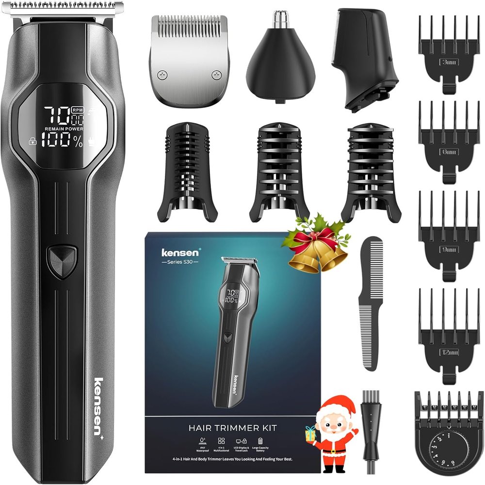 Beard Trimmer for Men - 14 in 1 Professional Mens Grooming Kits, Christmas Gift Two Speed Beard Styler & Men's Hair Clipper for Head Body Face Nose Ear Mustache Trimmer IPX7 Wet Dry 210 Min (Black)