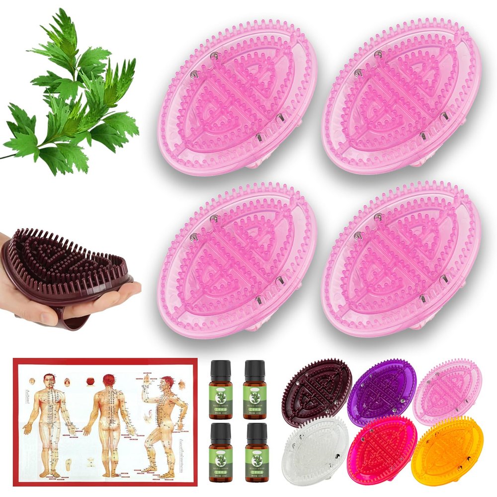 2 Pairs Meridian Brush Massage Body Brush, 2025 New Beauty Salon Professional Custom Meridian Brushs, Full Body Relaxation Comb for Circulation, Portable Handheld Shower Brushs Set (Pink)