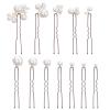 12 PCS Bridal Wedding Hair Pins, Bridal Hair Pearl Crystal Bobby Hairpin Wedding Accessories, Handmade Pearl Hair Accessories for Brides Women Girls (White) view 1