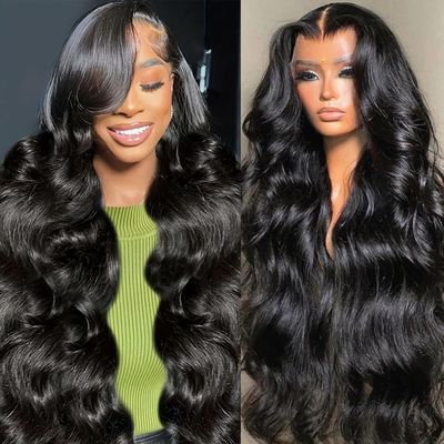 13x4 Body Wave Lace Front Wigs Human Hair 24 Inch 250 Density HD Lace Front Wigs Pre Plucked Brazilian Virgin Human Hair Wigs for Women Glueless Frontal Wigs Human Hair Natural Color Body Wave Wig