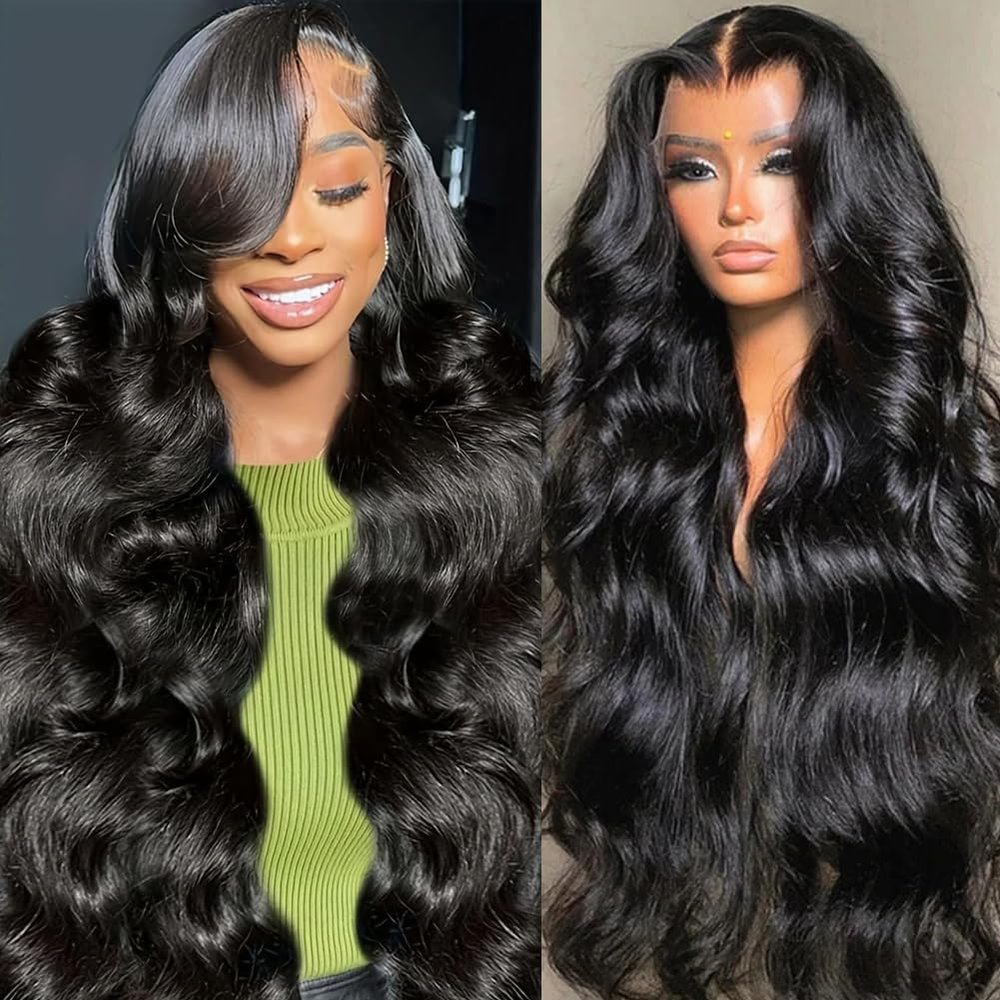 13x4 Body Wave Lace Front Wigs Human Hair 24 Inch 250 Density HD Lace Front Wigs Pre Plucked Brazilian Virgin Human Hair Wigs for Women Glueless Frontal Wigs Human Hair Natural Color Body Wave Wig
